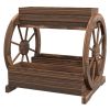 Outsunny 3-Tier Wooden Wagon Planter Box Raised Garden Bed for Vegetables Flowers Herbs Durable Brown 25 x 21 x 24