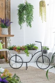 38.5x14.5x25.5" Black and White Bicycle Plant Stand Planter