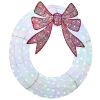Outsunny 60 Inch Lighted Wreath Decoration with Dual Color LED, Christmas Wreath with Daily Timer, Remote for Indoor Outdoor