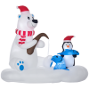 Outsunny 6ft Christmas Inflatables Outdoor Decorations Polar Bear and Penguin with Santa's Hat Fishing on Board
