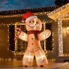 HOMCOM 8ft Christmas Inflatable Gingerbread Man with a Candy Cane, Outdoor Blow-Up Yard Decoration with LED Lights Display