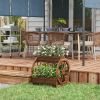 Outsunny 3-Tier Wooden Wagon Planter Box Raised Garden Bed for Vegetables Flowers Herbs Durable Brown 25 x 21 x 24