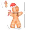 HOMCOM 8ft Christmas Inflatable Gingerbread Man with a Candy Cane, Outdoor Blow-Up Yard Decoration with LED Lights Display