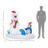 Outsunny 6ft Christmas Inflatables Outdoor Decorations Polar Bear and Penguin with Santa's Hat Fishing on Board