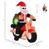 HOMCOM 6' Christmas Inflatable Santa Claus Riding A Motorcycle with Toy Bag, Outdoor Blow-Up Yard Decoration with LED Lights Display