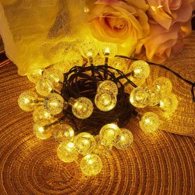 39ft 100 Big Bulb Solar Crystal Ball; Bubble Light String; 1inch Waterproof Solar Outdoor Light Strip; 8 Lighting Modes; Solar Light String For G (Color: Warm Light, size: 16.5 feet 20 lights)