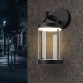 Inowel Lights Outdoor Wall Sconce Lantern Exterior IP65 Waterproof LED Wall Light Classic Wall Lamp Round Lighting 32333 (Color: BLACK)